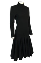 Fall 1988 Patrick Kelly Black Knit Fitted & Flared Skirt Dress