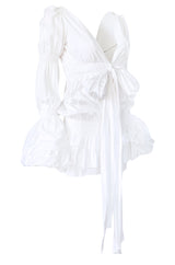 Spring 2006 Roberto Cavalli White Cotton Plunging Mini Dress