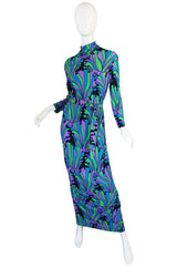 1970s La Mendola Beautifully Printed Silk Jersey Dress