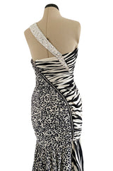 Fall 2008 Balmain by Christophe Decarnin Runway Zebra & Leopard Print Dress w Crystal Bolt