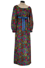 Rare & Exceptional Spring 1966 Yves Saint Laurent Sketch Documented Floral Print Dress