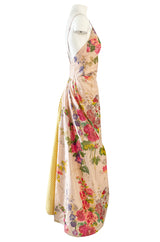 Exceptional Spring 1995 Bill Blass Runway & Book Piece Floral Silk Taffeta & Gingham Dress