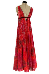 Spectacular 1960s William Travilla Plunging Sequin Covered Couture Silk Dress