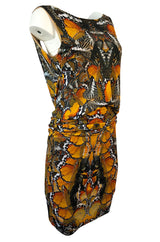 Recent Alexander McQueen Butterfly Print Back Draped Jersey Dress