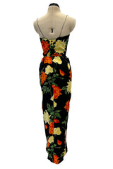 Superb 1957 James Galanos Oversized Floral Print Silk Dress w Matching Jacket