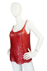 c. 1979 Unlabeled Halston Red Sequin Covered Tank Top