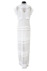 Pristine Mid 2000s Givenchy by Riccardo Tisci White Cotton Gauze & Lace Dress w Matching Underdress