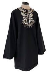Fantastic Spring 2007 Lanvin by Alber Elbaz Black Tunic Mini Dress w Crystal Detailing