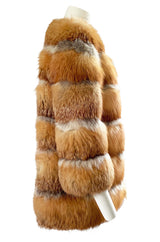 Stunning 1970s Natural Red Fox & Suede Swing Jacket Coat