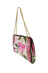 1960s Emilio Pucci Prettiest Soft Pink Floral Silk & Gold Chain Bag