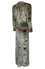 Fall 1986 Bill Blass Silk Velvet Lame Beaded Evening Strapless Dress & Jacket