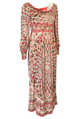 Extraordinary 1960s Emilio Pucci Silk Jersey Intricate Swirl Print Dress
