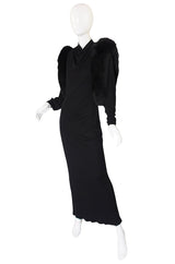 1980s Lillie Rubin Fur Shoulder Gown