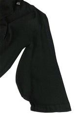 1960s Ossie Clark for Quorum Black Moss Crepe Top w Unusual Sleeves