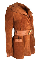 1970s Giorgio Sant'Angelo Orange Colored Suede & Leather Jacket