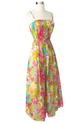 1950s Nat Kaplan Pleated Bodice Insanely Pretty Floral Print Dress