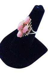 1970s Modernist Gold Coral Cocktail Ring