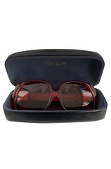 THE ROW x Linda Farrow Sunglasses Leather Accent Oversized Sunglasses