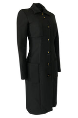 1990s Gianni Versace Couture Sleek & Tailored Black Coat or Dress