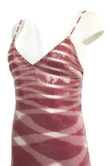 Resort 2013 Missoni Raspberry & White Fully Sequinned Knit Halter Slip Dress