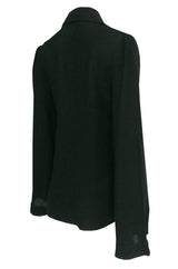 1960s Ossie Clark for Quorum Black Moss Crepe Top w Unusual Sleeves