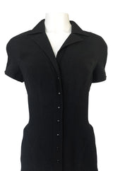 1980s Thierry Mugler Back Open Cut Work Lace Black Fitted Dress