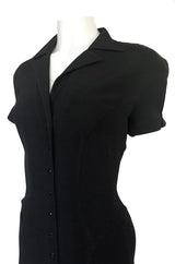 1980s Thierry Mugler Back Open Cut Work Lace Black Fitted Dress