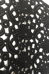 1980s Thierry Mugler Back Open Cut Work Lace Black Fitted Dress