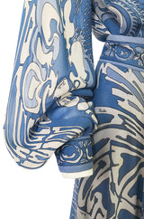 1960s Emilo Pucci Pretty Blue Silk Print Chiffon Top and Skirt Maxi Dress