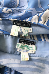 1960s Emilo Pucci Pretty Blue Silk Print Chiffon Top and Skirt Maxi Dress