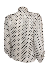 1980s Emanuel Ungaro Black and White Dot Printed Silk Top