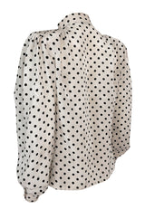 1980s Emanuel Ungaro Black and White Dot Printed Silk Top