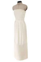 Mid 1950s to Early 1960s Christian Dior Demi-Couture Ivory Silk Strapless Dress & Stole