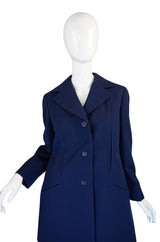 1960s Blue Bill Blass Seamed Navy Coat