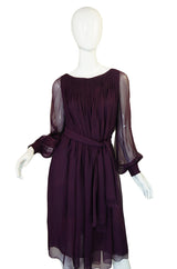1960s Silk Chiffon Purple Galanos Dress