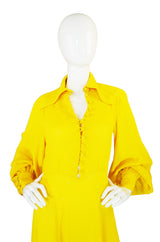1960s Yellow Ossie Clark Maxi Dress