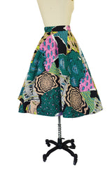 1950s Rare Quilted Fish Print Circle Skirt