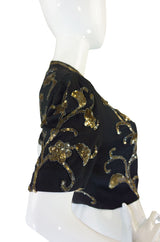 Amazing 1940s Sequined Zip Front Top