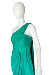1970s Travilla One Shoulder Jersey Gown