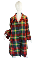 1970s Valentino Plaid Swing Coat