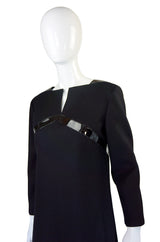 Early 1980s Courreges Patent Detail Dress