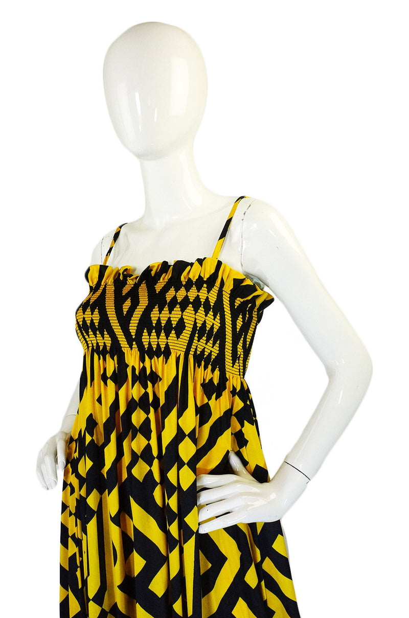 1960s Yellow & Black Jean Varon Maxi