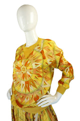 1970s Rare Hermes Silk Top & Skirt Set