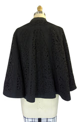 Victorian Black Cut Work Fine Wool Cape