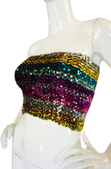 1970s Sequin Multi Stripe Tube Top