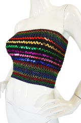 1970s Multi Stripe Wide Sequin Tube Top