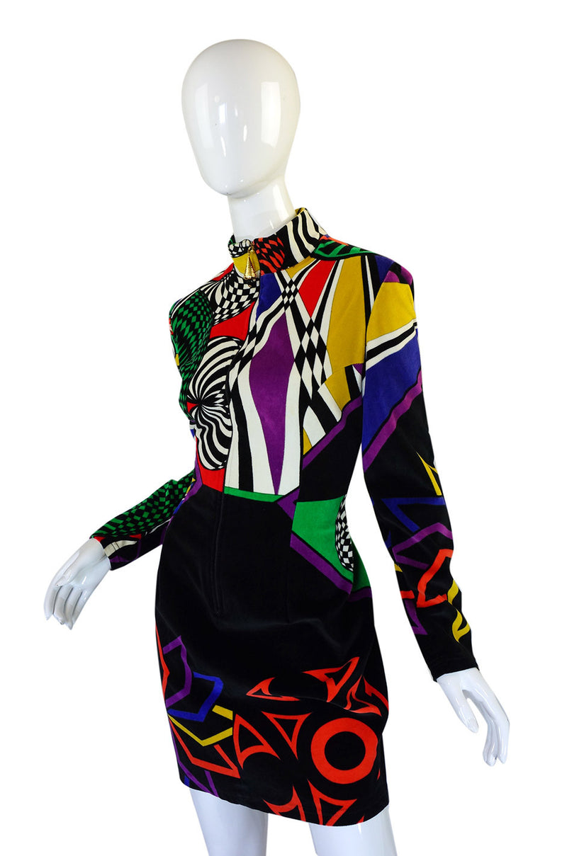 1990s Gianni Versace Versus Velvet Dress