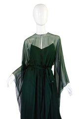 1970s Rare Halston Silk Chiffon Gown