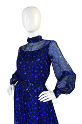 1970s Givenchy Silk Floral Maxi Dress