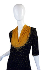 1940s Rare Brass Studded Swing Dress